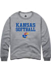 Main image for Rally Kansas Jayhawks Mens Grey Softball Stacked Long Sleeve Crew Sweatshirt