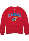 Main image for Rally Kansas Jayhawks Mens Red Arch Mascot Long Sleeve Crew Sweatshirt