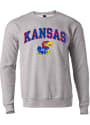 Kansas Jayhawks Rally Arch Mascot Crew Sweatshirt - Grey