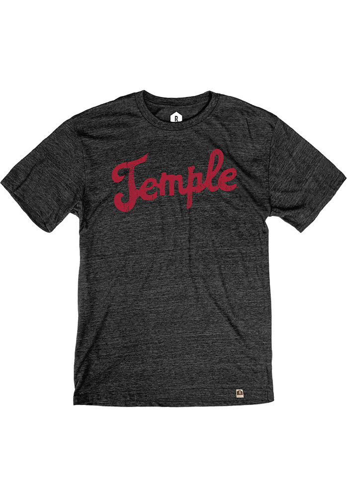 Rally Temple Owls BLACK Wordmark Vault Script Short Sleeve