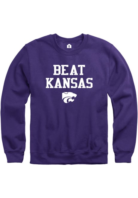 Mens K-State Wildcats Purple Rally Beat Kansas Crew Sweatshirt