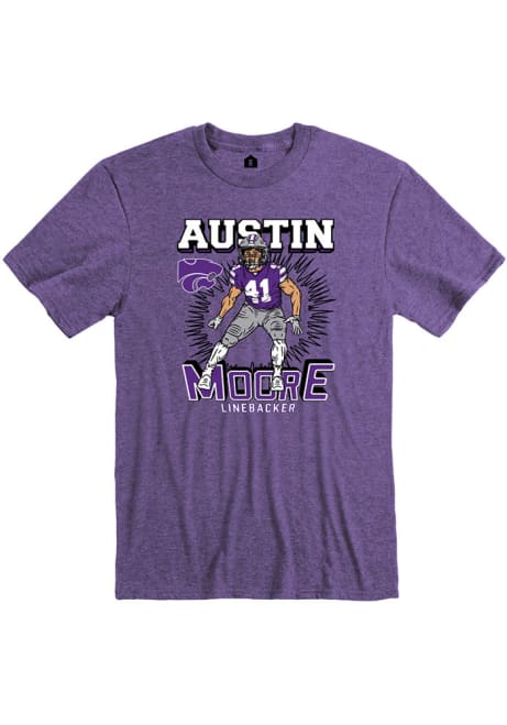 Austin Moore Rally Mens Purple K-State Wildcats Football Caricature Fashion Player T Shirt