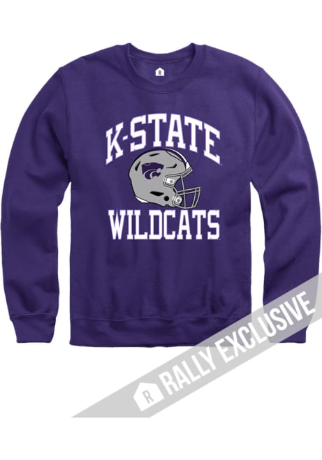 Mens K-State Wildcats Purple Rally Football Helmet Crew Sweatshirt