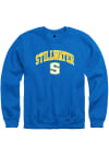 Main image for Rally Stillwater High School Pioneers Mens Blue Arch Mascot Long Sleeve Crew Sweatshirt