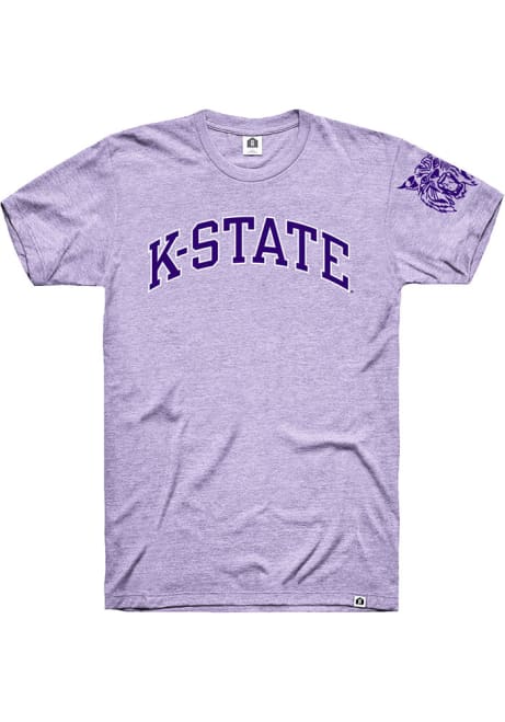 K-State Wildcats Lavender Rally Triblend Arch Name Sleeve Hit Short Sleeve Fashion T Shirt