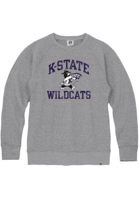 Mens K-State Wildcats Grey Rally Number One Willie Triblend Fashion Sweatshirt