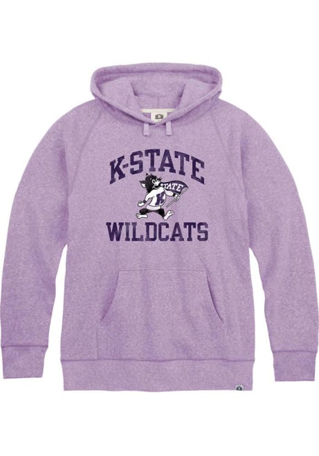 Mens K-State Wildcats Lavender Rally Number One Willie Triblend Long Sleeve Fashion Hood