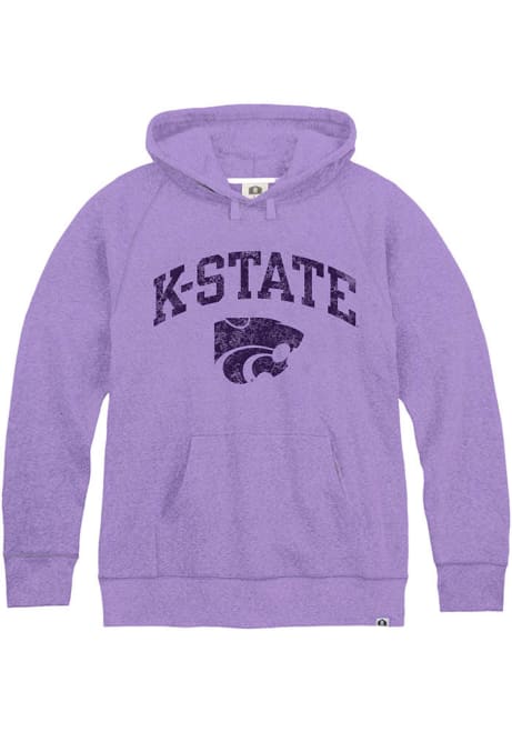 Mens K-State Wildcats Lavender Rally Arch Mascot Triblend Long Sleeve Fashion Hood