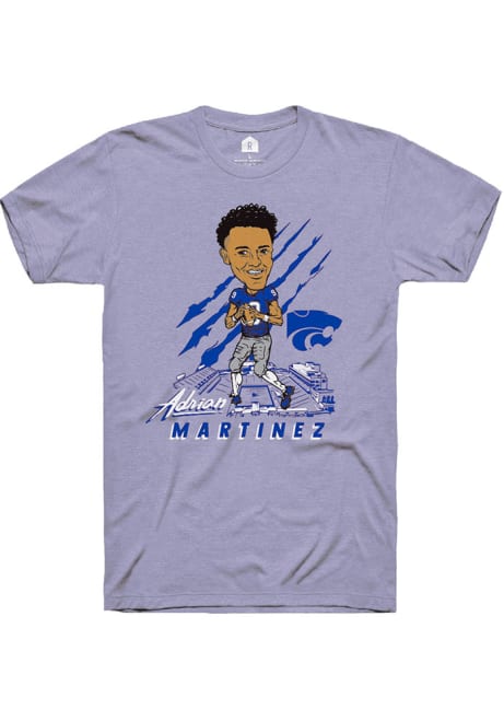 Adrian Martinez Rally Mens Lavender K-State Wildcats Caricature Football Fashion Player T Shirt