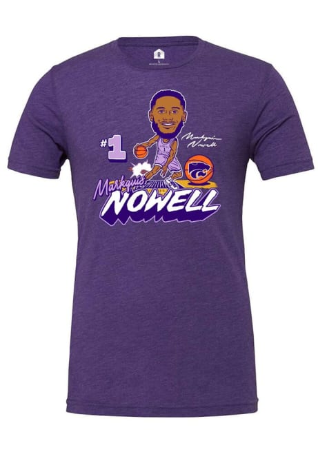 Markquis Nowell Rally Mens Purple K-State Wildcats Caricature Fashion Player T Shirt