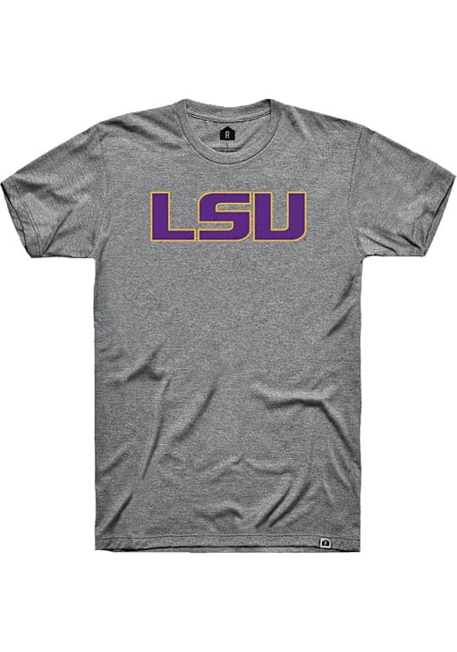 Rally LSU Tigers Grey Two Toned Primary Logo Short Sleeve T Shirt