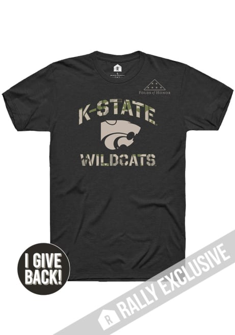 K-State Wildcats Black Rally Folds of Honor Camo Number One Short Sleeve Fashion T Shirt