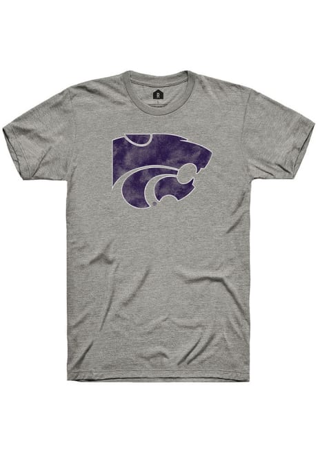 K-State Wildcats Charcoal Rally Distressed Power Cat Short Sleeve Fashion T Shirt
