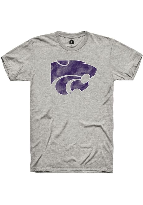 K-State Wildcats Grey Rally Distressed Power Cat Short Sleeve Fashion T Shirt