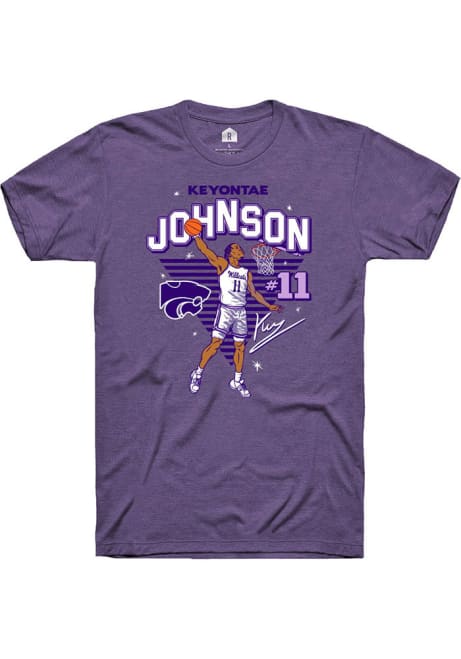 Keyontae Johnson Rally Mens Purple K-State Wildcats Caricature Fashion Player T Shirt