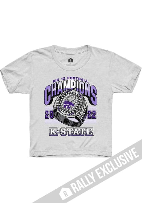 Youth K-State Wildcats White Rally Big 12 Ring Short Sleeve T-Shirt