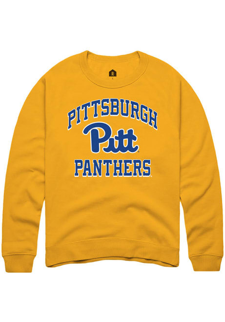 Mens Pitt Panthers Gold Rally Number 1 Crew Sweatshirt