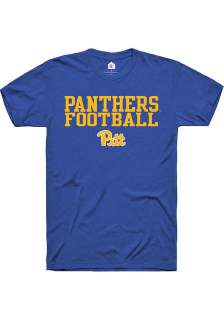 Pitt Panthers Blue Rally Stacked Football Short Sleeve T Shirt