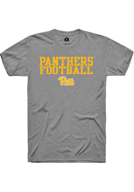 Pitt Panthers Grey Rally Stacked Football Short Sleeve T Shirt