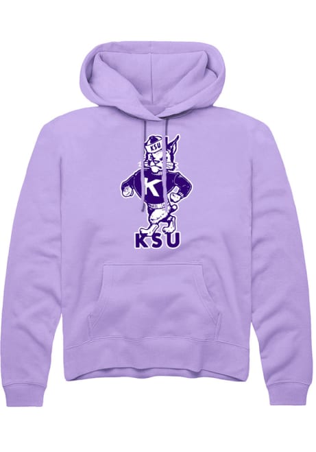 Mens K-State Wildcats Lavender Rally Triblend Vintage Logo Long Sleeve Fashion Hood