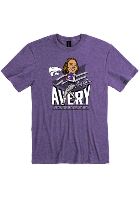 Avery Johnson Rally Mens Purple K-State Wildcats Football Caricature Fashion Player T Shirt