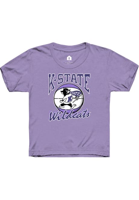 Youth K-State Wildcats Lavender Rally Willie Basketball Short Sleeve T-Shirt