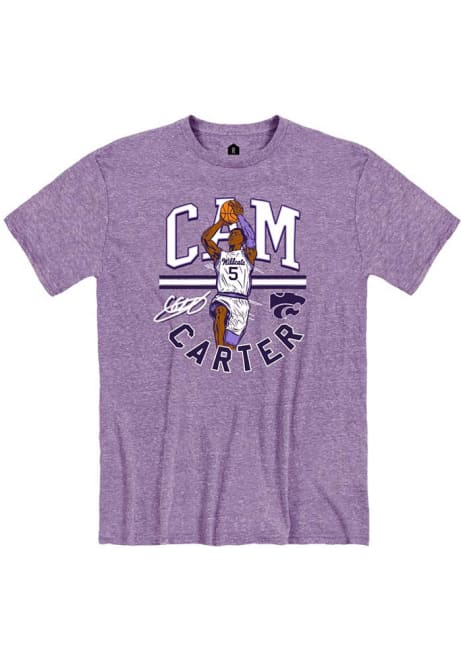 Camryn Carter Rally Mens Purple K-State Wildcats Caricature Basketball Fashion Player T Shirt