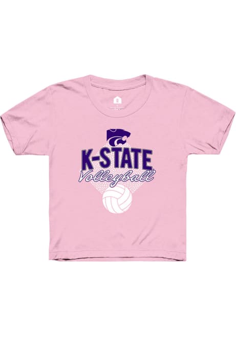 Girls K-State Wildcats Pink Rally Volleyball Season Short Sleeve T-Shirt