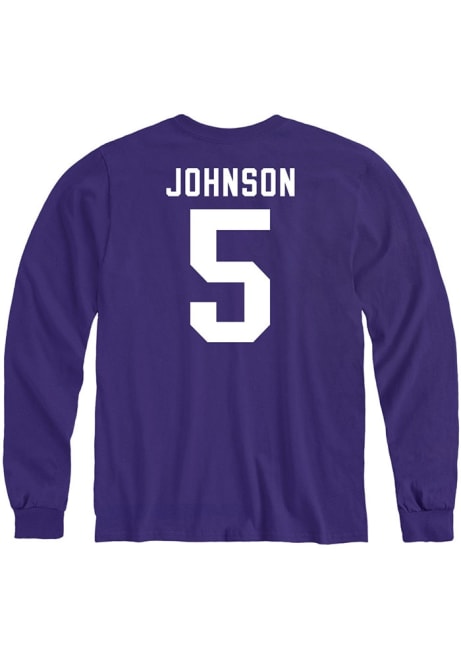 Avery Johnson Mens Purple K-State Wildcats Football Name And Number Long Sleeve Player T Shirt