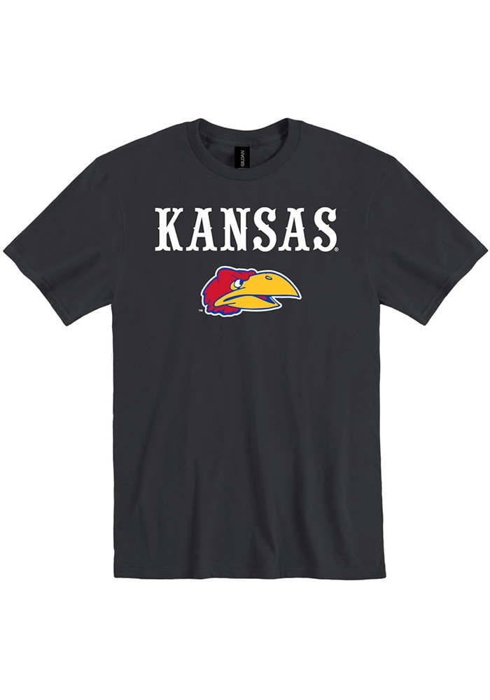 Rally Kansas Jayhawks BLACK Wordmark Warhawk Short Sleeve T Shirt