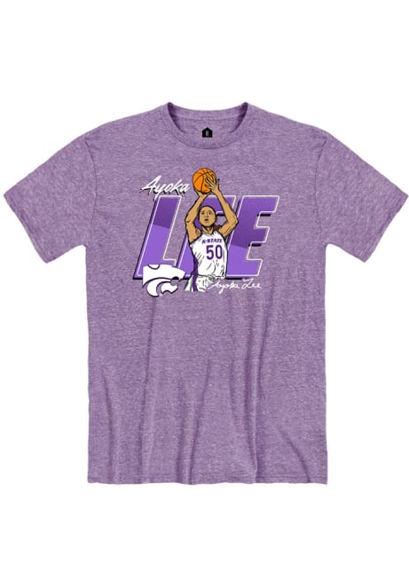 Ayoka Lee Rally Mens Purple K-State Wildcats Caricature Womens Basketball Fashion Player T Shirt