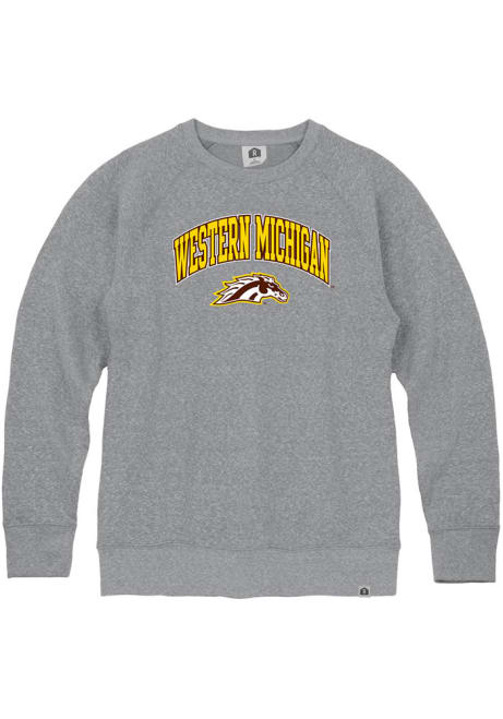 Mens Western Michigan Broncos Grey Rally Arch Mascot Fashion Sweatshirt