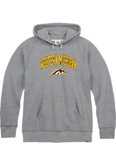 Mens Western Michigan Broncos Grey Rally Arch Mascot Long Sleeve Fashion Hood