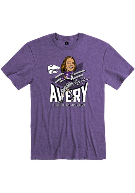 Avery Johnson Rally Mens Purple K-State Wildcats Football Caricature Fashion Player T Shirt