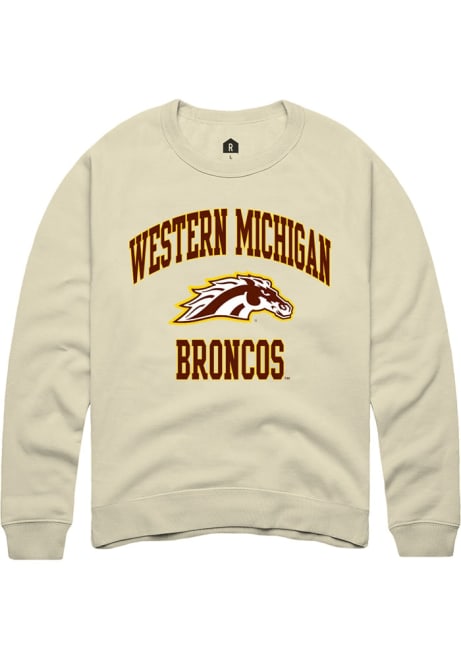 Mens Western Michigan Broncos Tan Rally No 1 Graphic Crew Sweatshirt