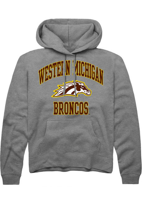 Mens Western Michigan Broncos Grey Rally No 1 Graphic Style Hooded Sweatshirt