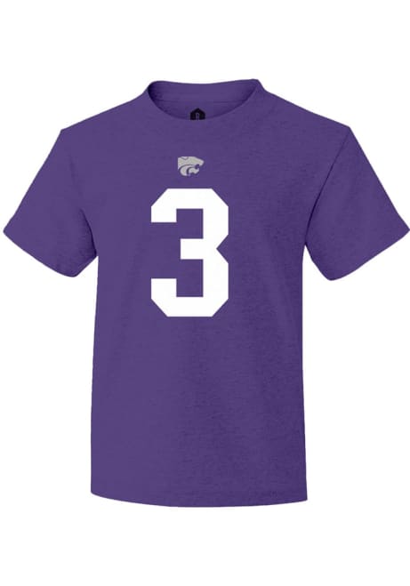 Dylan Edwards Youth Purple K-State Wildcats Dylan Edwards Name and Number Short Sleeve Player T-Shirt