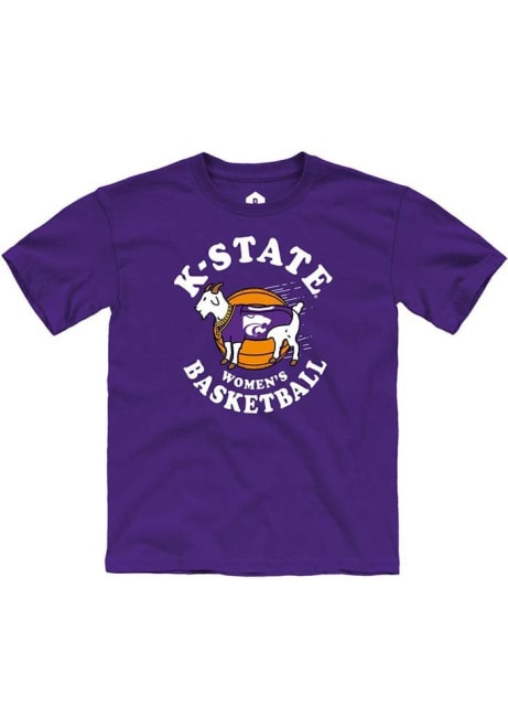 Youth K-State Wildcats Purple Rally Womens Basketball Goat Short Sleeve T-Shirt