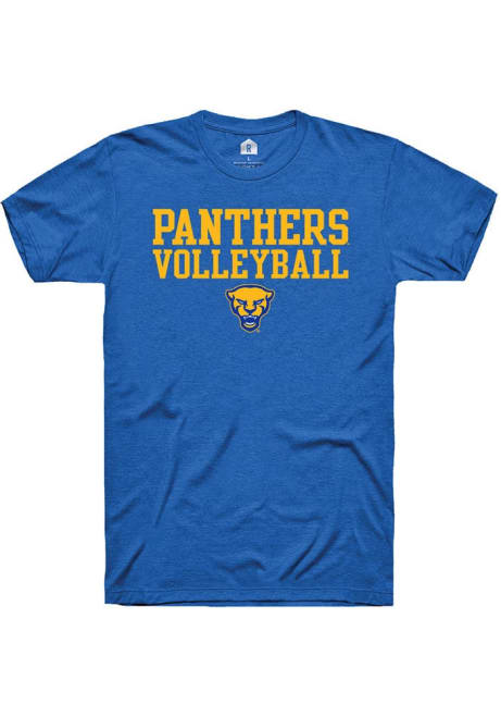 Pitt Panthers Blue Rally Sport Drop Volleyball Stacked Short Sleeve T Shirt