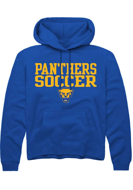 Mens Pitt Panthers Blue Rally Sport Drop Soccer Stacked Hooded Sweatshirt