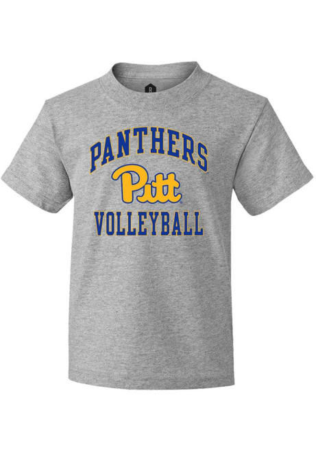 Youth Pitt Panthers Grey Rally Volleyball Arch Mascot Short Sleeve T-Shirt