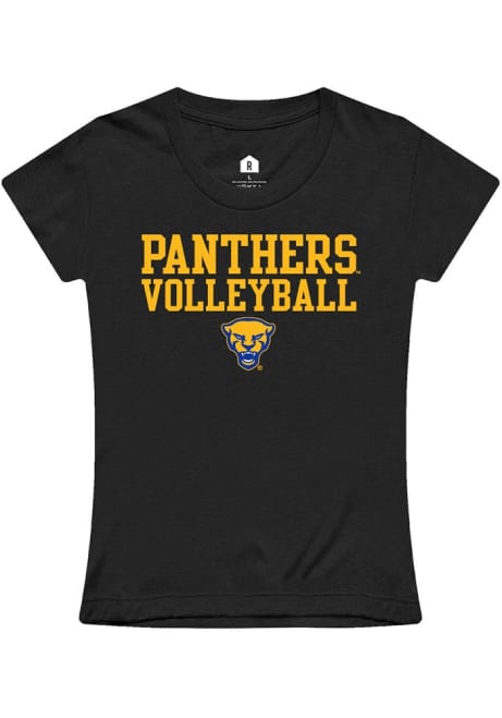 Girls Pitt Panthers  Rally Volleyball Stacked Wordmark Short Sleeve T-Shirt