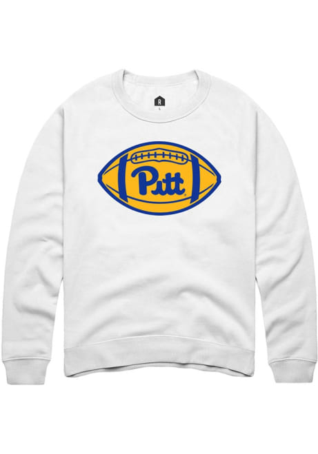 Mens Pitt Panthers White Rally Football Design Crew Sweatshirt