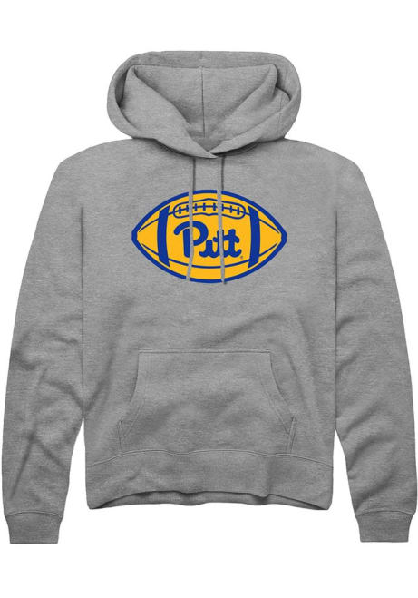 Mens Pitt Panthers Ash Rally Football Hooded Sweatshirt