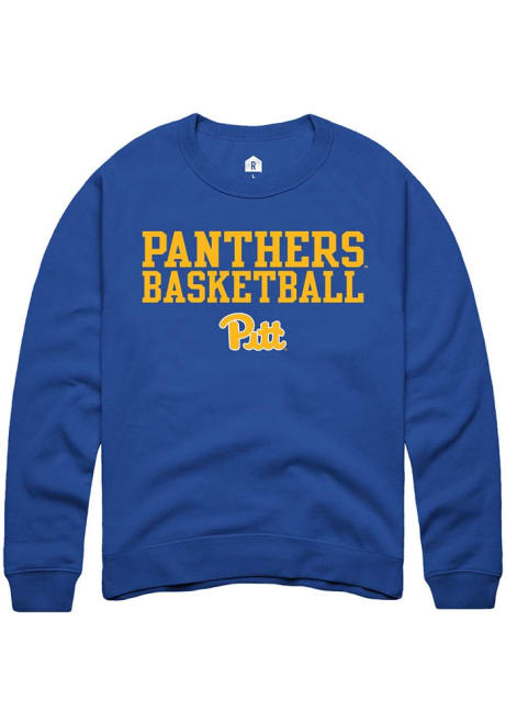 Mens Pitt Panthers Blue Rally Stacked Basketball Crew Sweatshirt