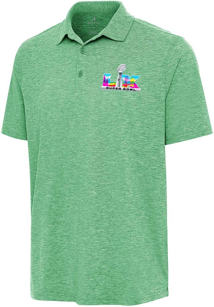 Antigua Mens 2025 Super Bowl LX Par 3 GREEN Short Sleeve Polo