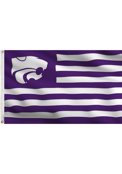 Purple K-State Wildcats Stripe Design Grommet Silk Screen Grommet Flag
