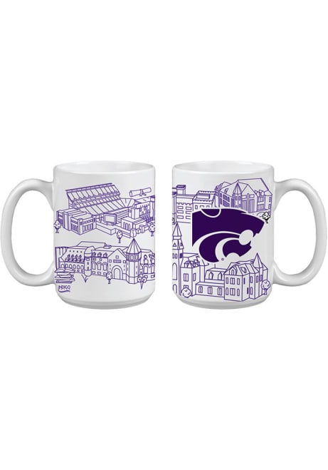 White K-State Wildcats 15oz Cafe Mug