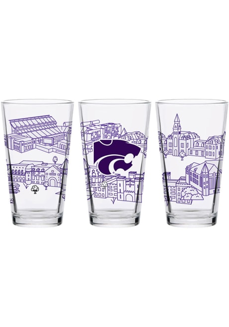 White K-State Wildcats 16oz Campus Pint Glass