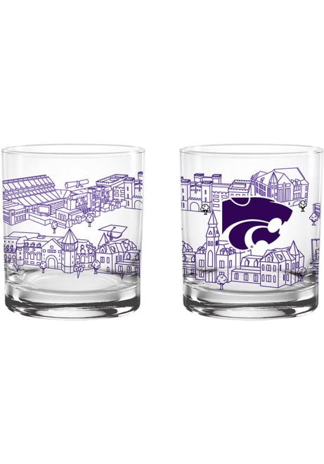 White K-State Wildcats 14oz Campus Rock Glass